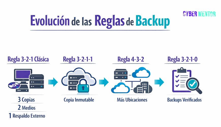 Evolución de las reglas de copia de seguridad como 3-2-1 y sus variantes
