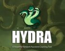 Imagen con el logo de Hydra, una herramienta para craqueo de contraseñas, con una representación de una hidra de tres cabezas.