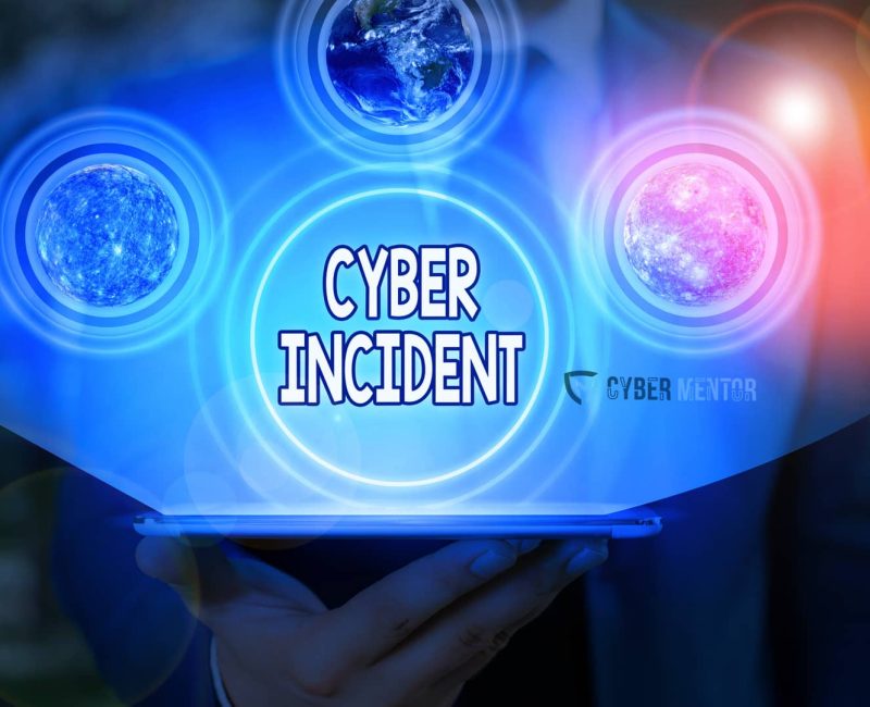 Concepto visual que explica qué es un ciberincidente, con un holograma tecnológico y el texto "Cyber Incident".