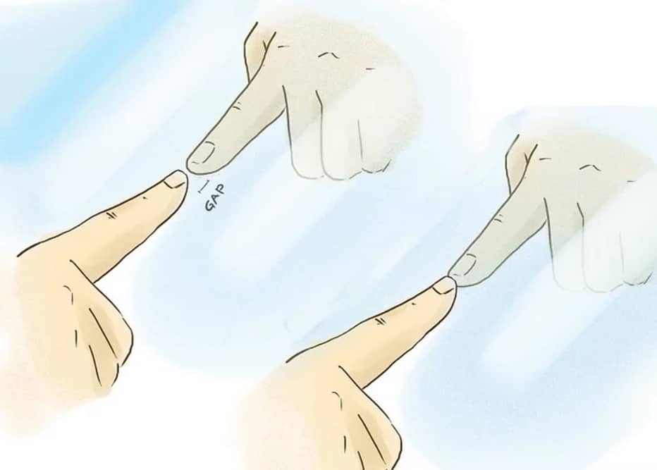 Ilustración del test de la uña para detectar un espejo de doble vista.