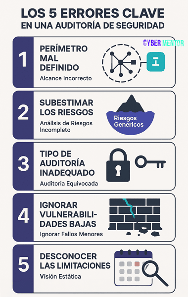 Infografía de los 5 errores más comunes en una auditoría de seguridad