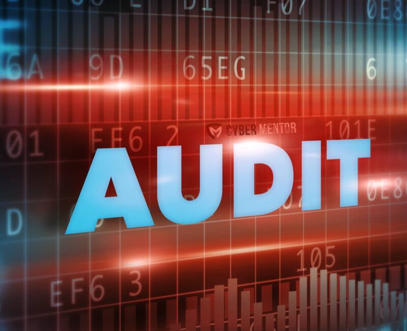 Portada del artículo sobre errores en una auditoría de seguridad, con la palabra AUDIT sobre un fondo de datos digitales.