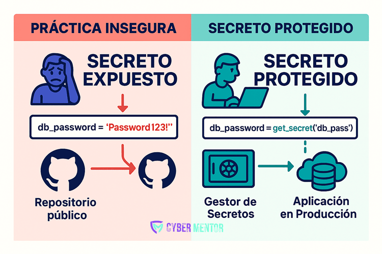 Diagrama de la gestión de secretos para evitar la fuga de datos.