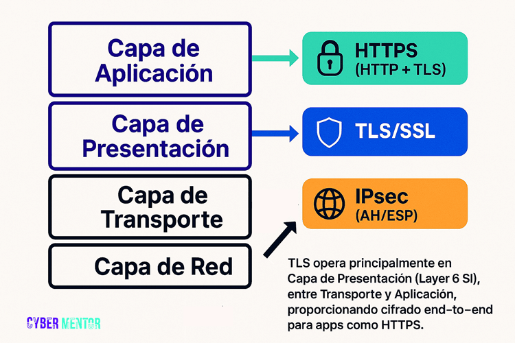 Comparativa de los protocolos de seguridad de red HTTPS, TLS e IPsec