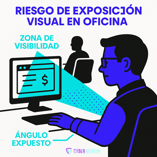 Una persona realizando hacking visual a un compañero de oficina