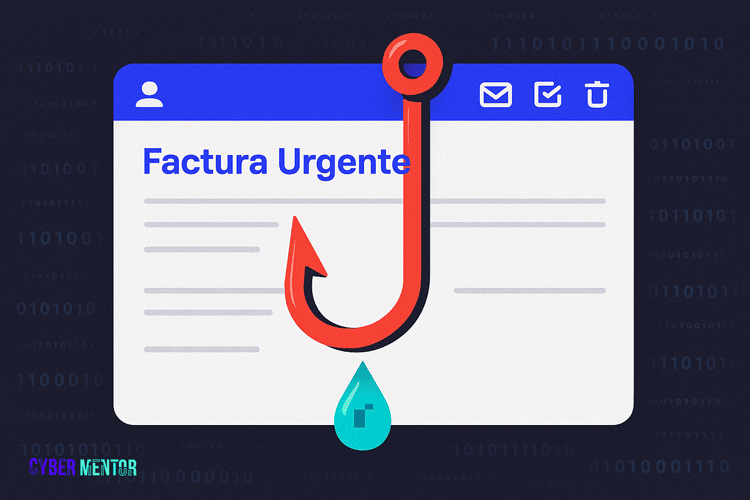 Icono de un archivo adjunto peligroso en un correo electrónico.