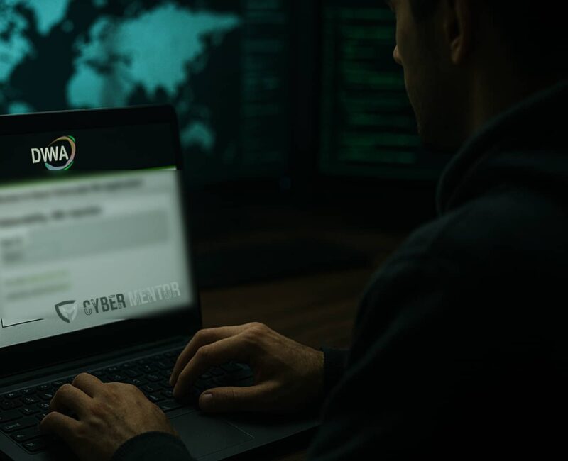 Profesional de ciberseguridad siguiendo el tutorial de DVWA en un entorno de laboratorio.